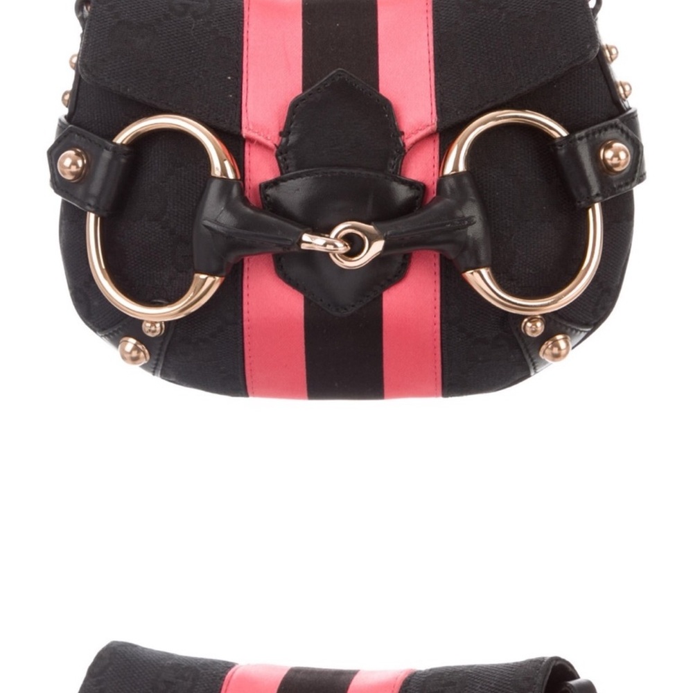 Gucci Black and Pink Clutch with Rose Gold Accents